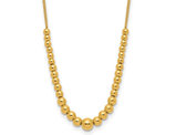 14K Yellow Gold Polished Graduated Beaded Necklace (18 inches)